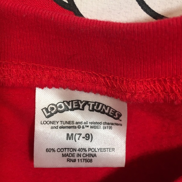 Looney Tunes Sweatshirt Womens Size M Red Taz Tweety Sylvester Marvin Martian - Picture 7 of 8